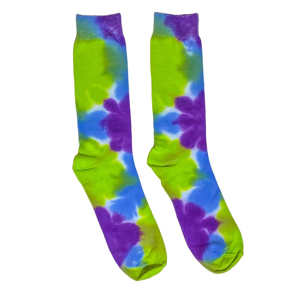 Nebula Tie-Dye Socks - Green/Purple  - by Cross Dude Tie Die